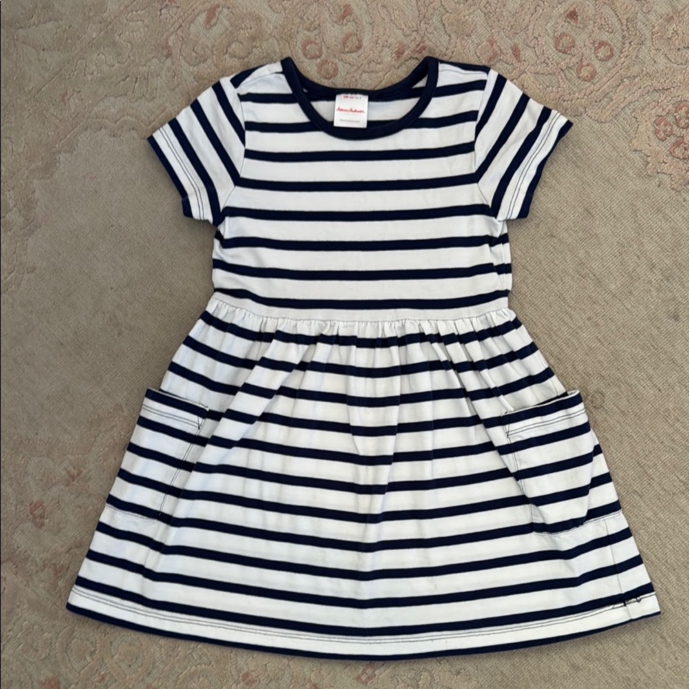 Hanna Andersson White and Blue Casual A-Line Dress